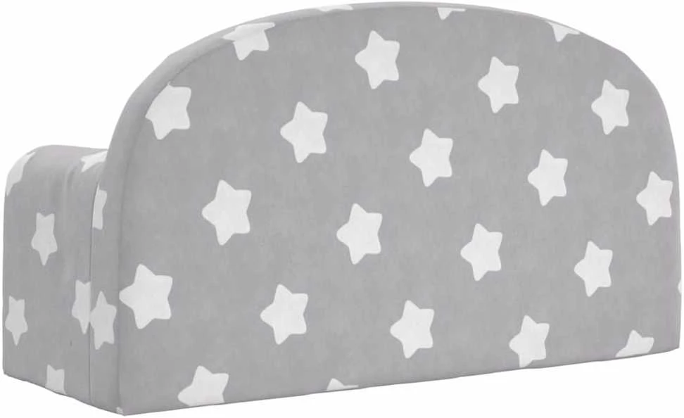 Vaikiška dvivietė sofa-lova, pilka, pliušas, su žvaigždėmis