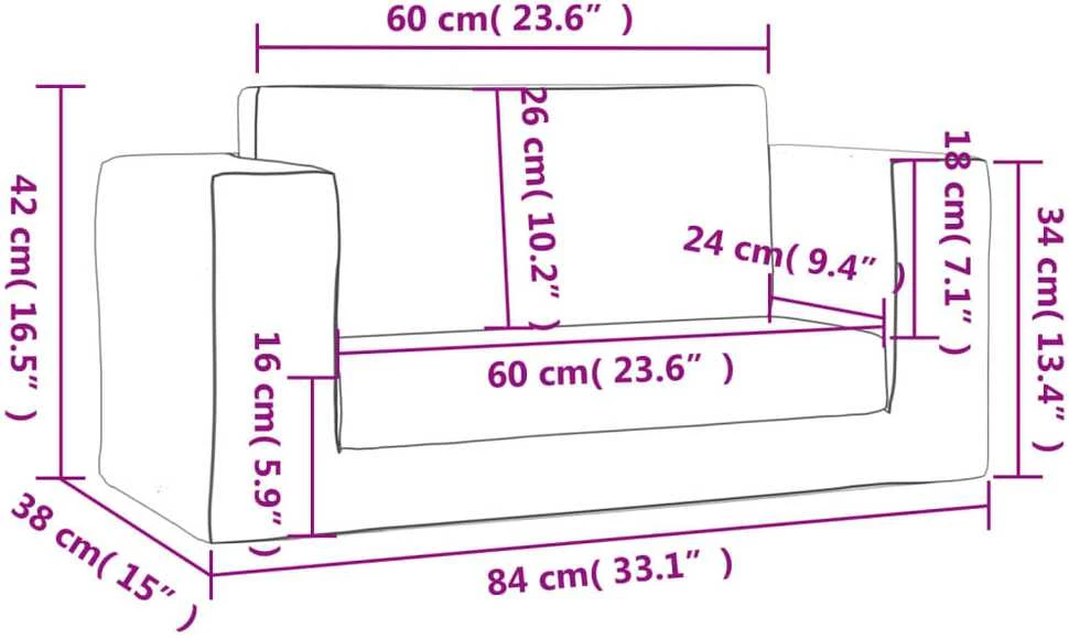 Vaikiška dvivietė sofa-lova, šviesiai pilka, minkštas pliušas