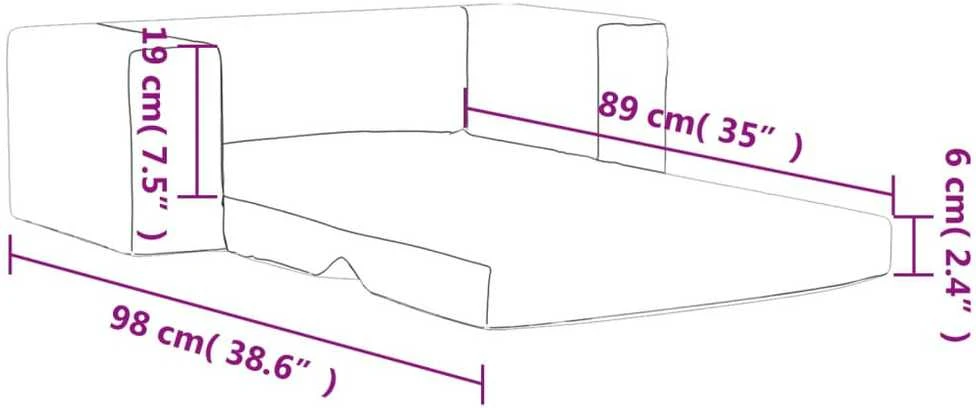 Vaikiška dvivietė sofa-lova, šviesiai pilka, minkštas pliušas