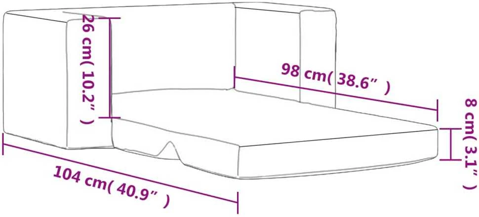 Vaikiška dvivietė sofa-lova, šviesiai pilka, minkštas pliušas