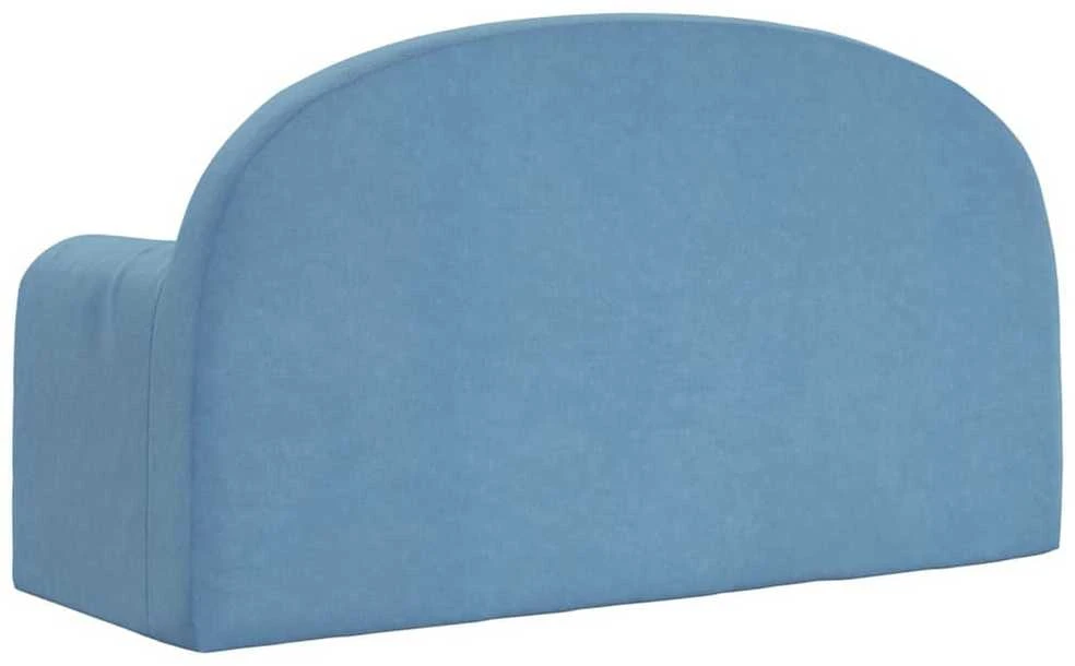 Vaikiška dvivietė sofa, mėlynos spalvos, minkštas pliušas