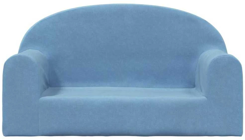 Vaikiška dvivietė sofa, mėlynos spalvos, minkštas pliušas