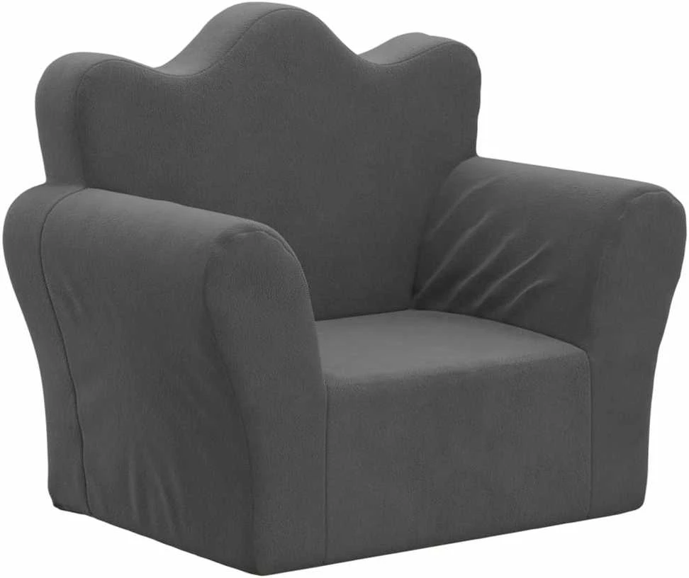 Vaikiška sofa, antracito spalvos, minkštas pliušas
