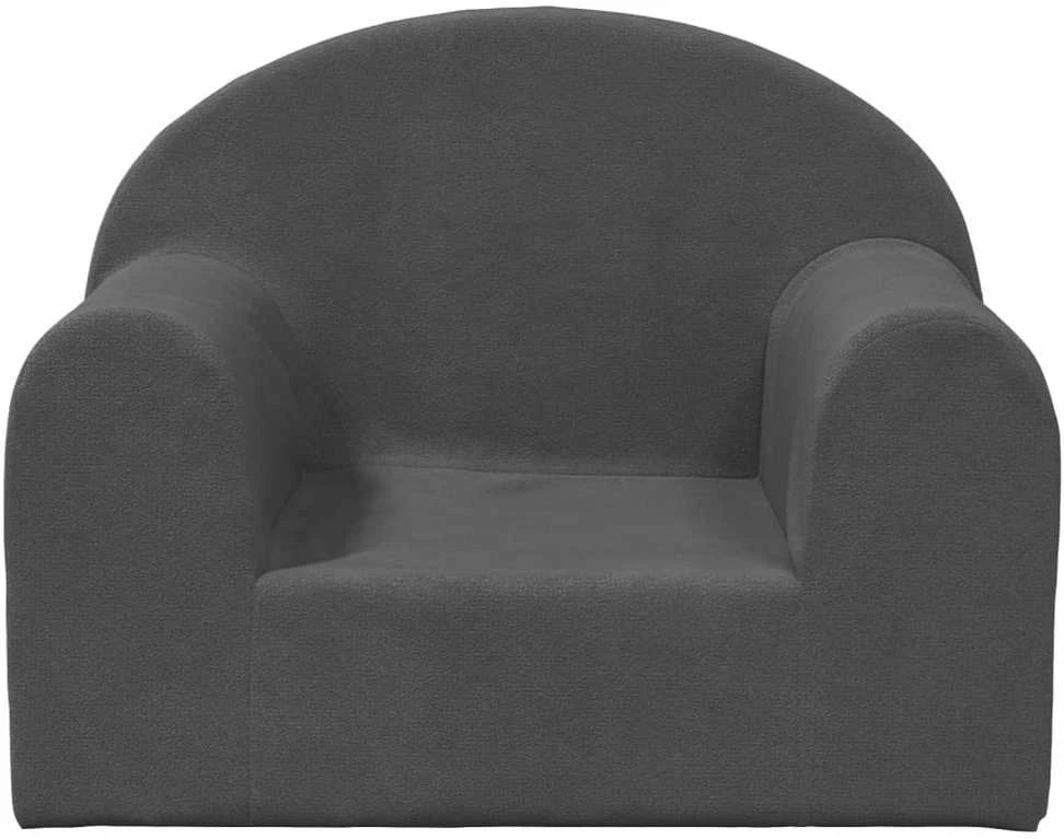 Vaikiška sofa, antracito spalvos, minkštas pliušas