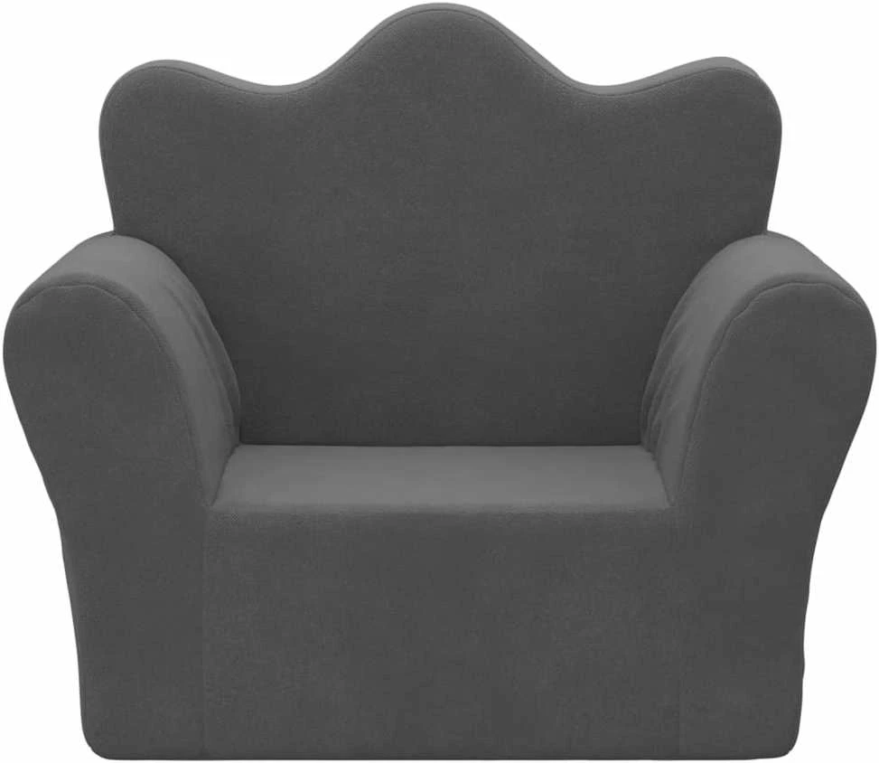 Vaikiška sofa, antracito spalvos, minkštas pliušas