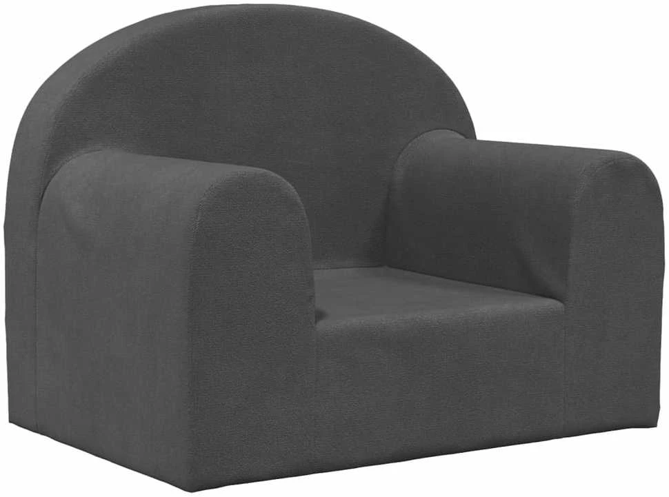 Vaikiška sofa, antracito spalvos, minkštas pliušas