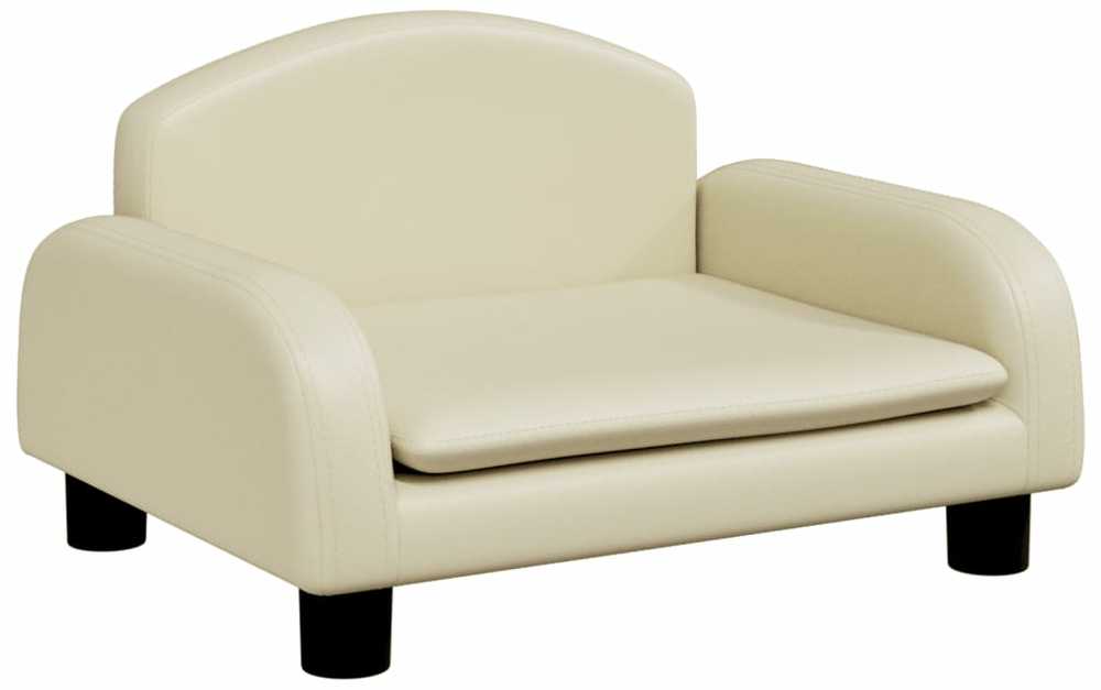 Vaikiška sofa, kreminės spalvos, 50x40x30 cm, dirbtinė oda