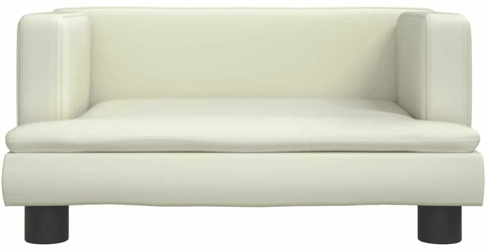 Vaikiška sofa, kreminės spalvos, 60x40x30cm, dirbtinė oda