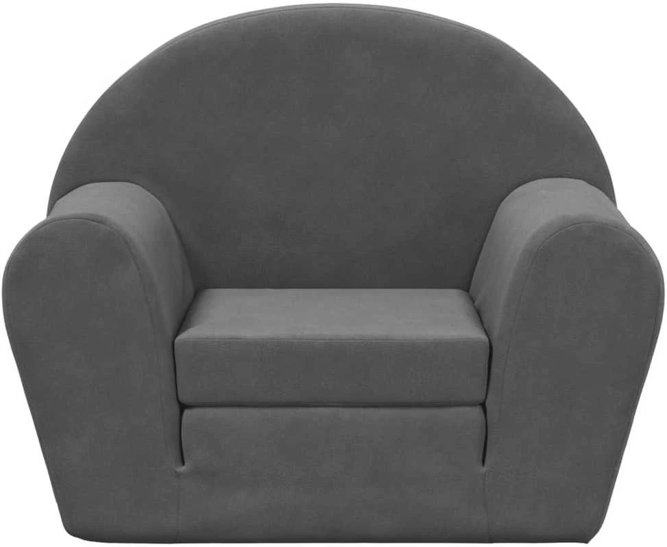 Vaikiška sofa-lova, antracito spalvos, minkštas pliušas