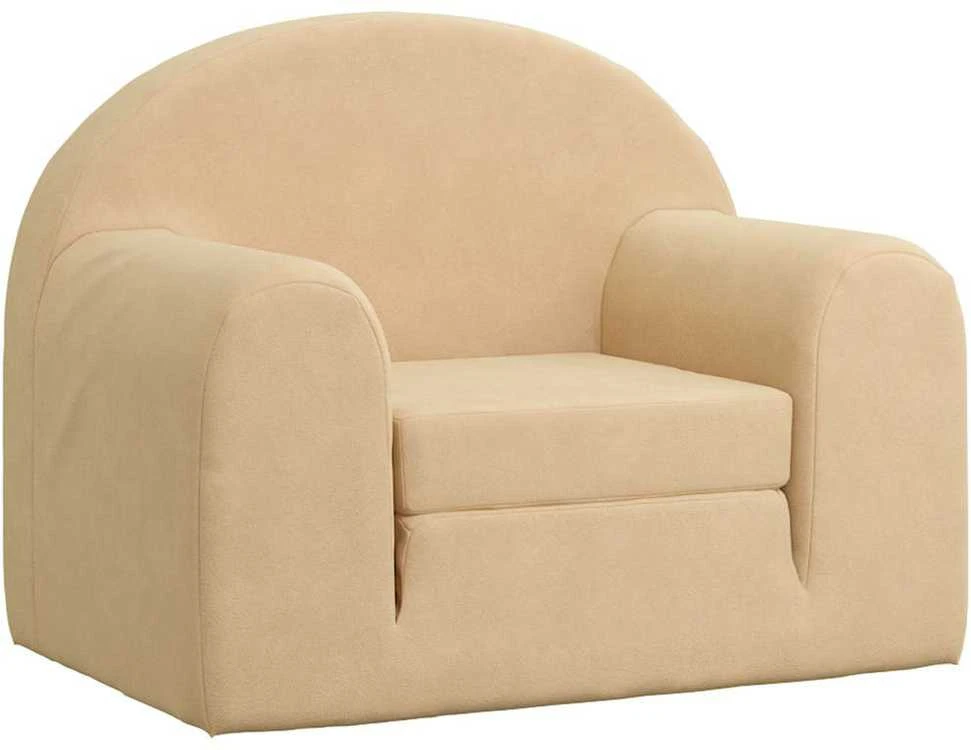 Vaikiška sofa-lova, kreminės spalvos, minkštas pliušas
