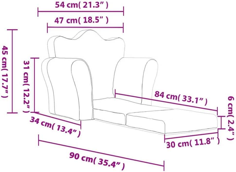 Vaikiška sofa-lova, mėlynos spalvos, minkštas pliušas