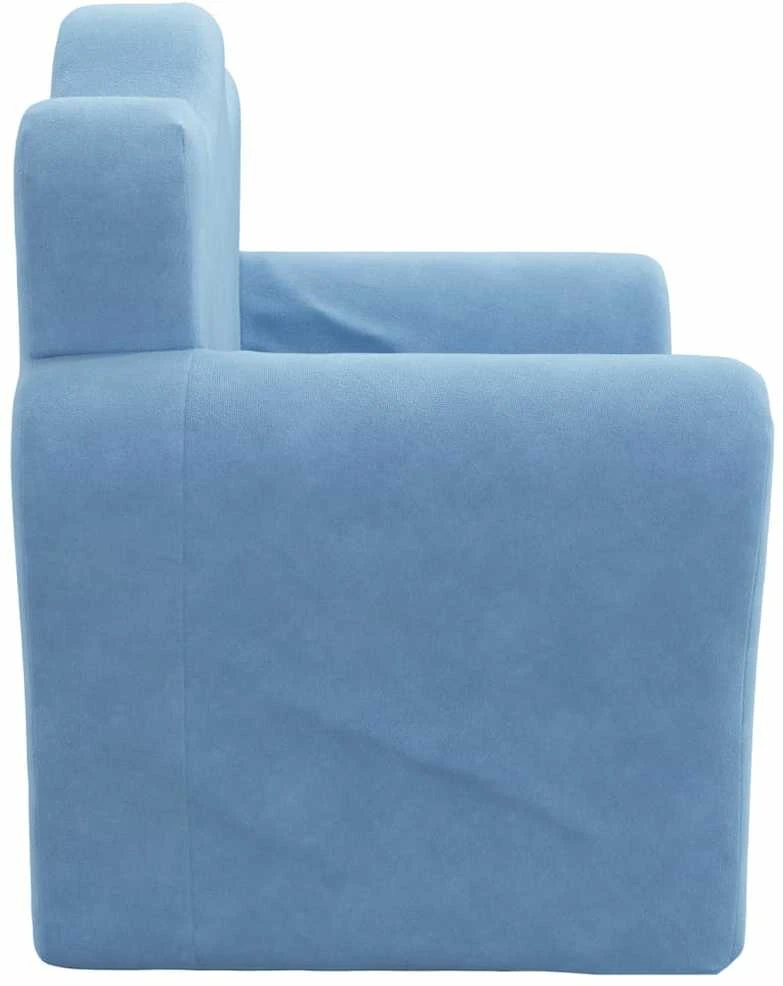 Vaikiška sofa-lova, mėlynos spalvos, minkštas pliušas