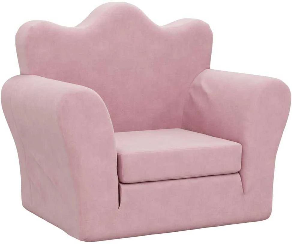 Vaikiška sofa-lova, rožinės spalvos, minkštas pliušas