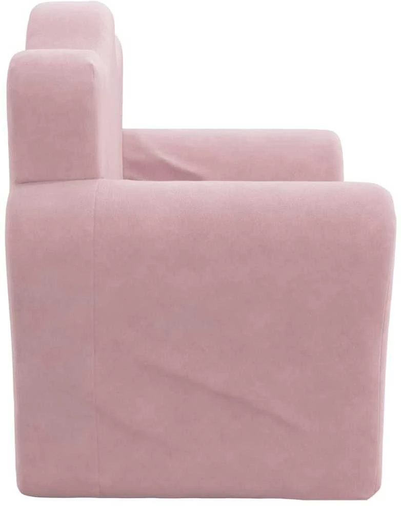 Vaikiška sofa-lova, rožinės spalvos, minkštas pliušas