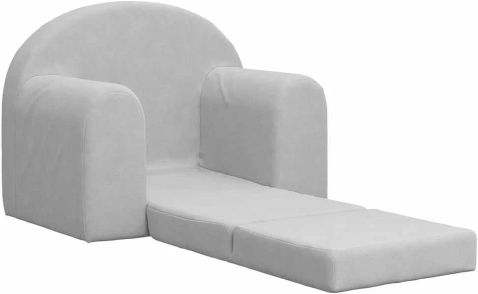 Vaikiška sofa-lova, šviesiai pilkos spalvos, minkštas pliušas
