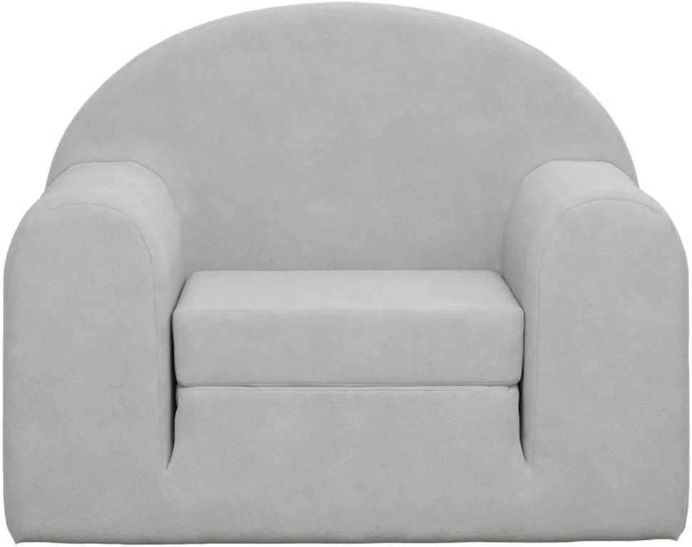 Vaikiška sofa-lova, šviesiai pilkos spalvos, minkštas pliušas