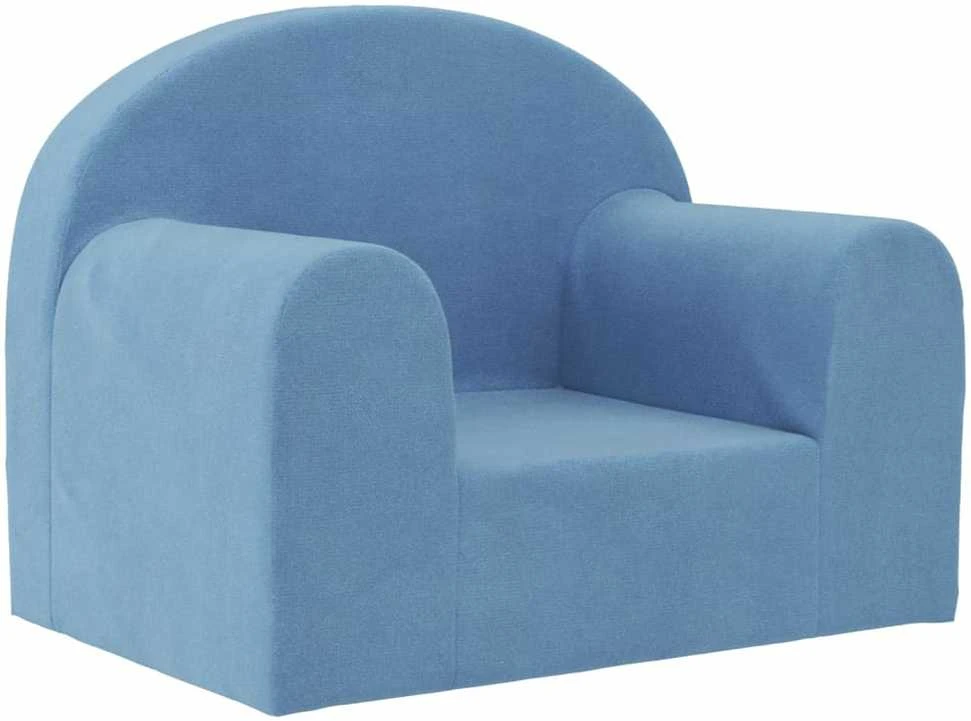 Vaikiška sofa, mėlynos spalvos, minkštas pliušas