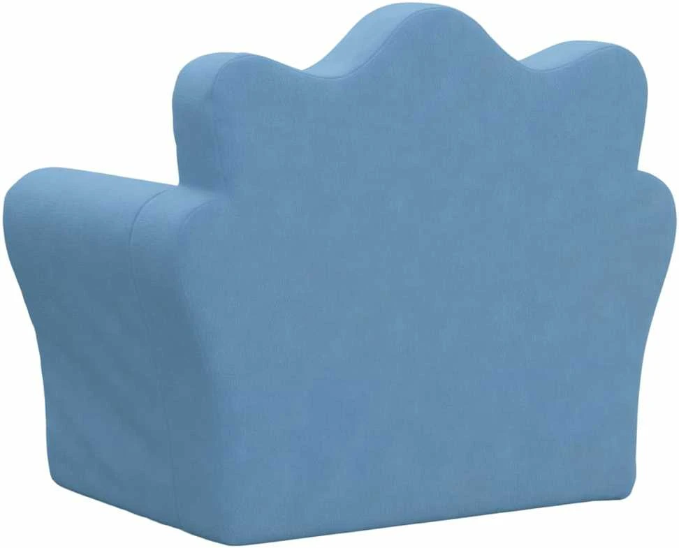 Vaikiška sofa, mėlynos spalvos, minkštas pliušas