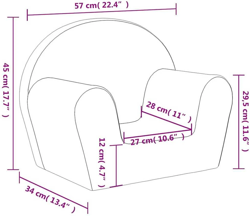 Vaikiška sofa, mėlynos spalvos, minkštas pliušas