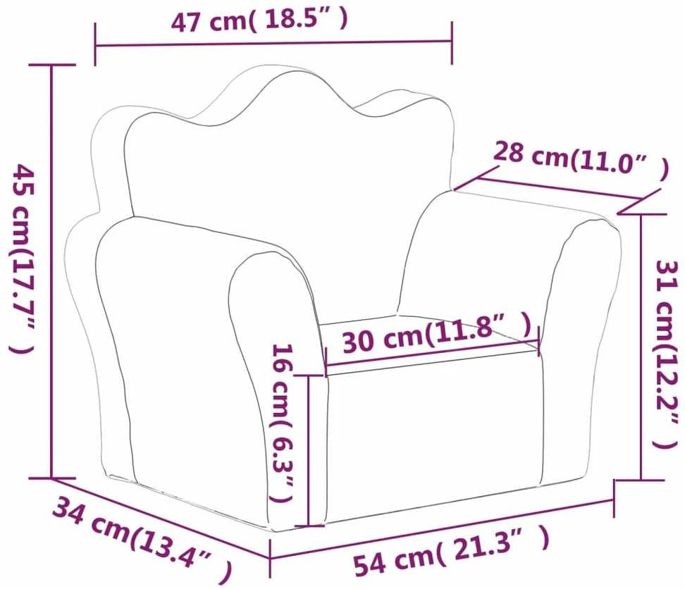 Vaikiška sofa, mėlynos spalvos, minkštas pliušas
