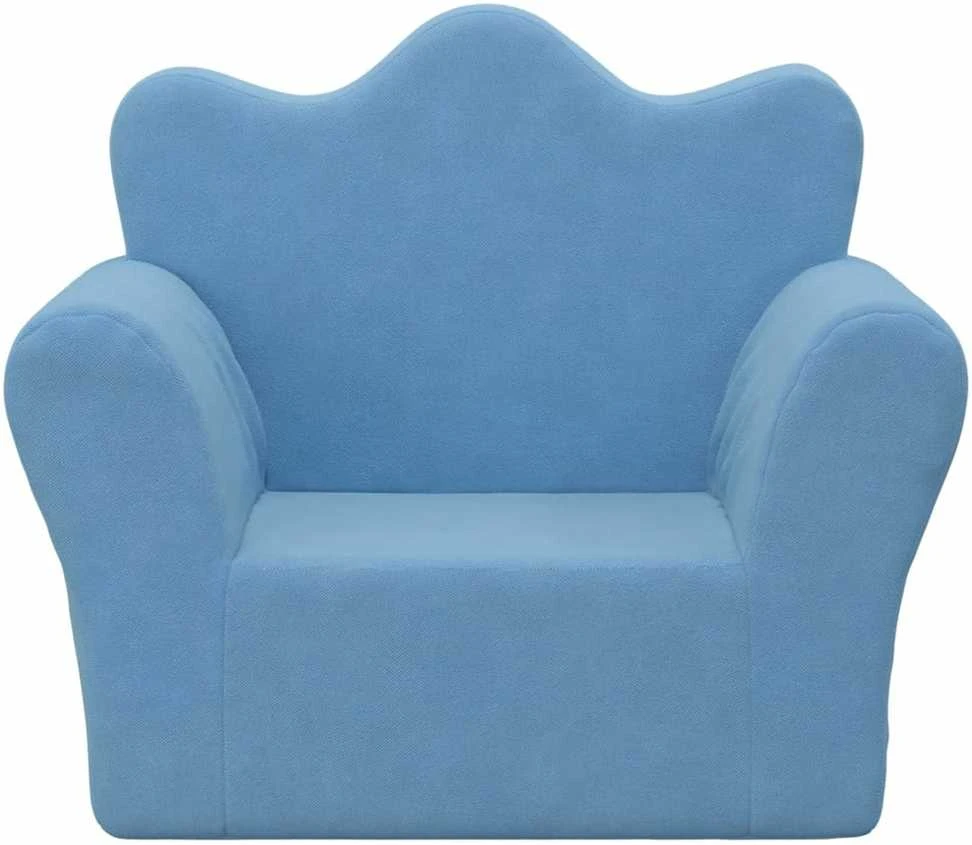 Vaikiška sofa, mėlynos spalvos, minkštas pliušas
