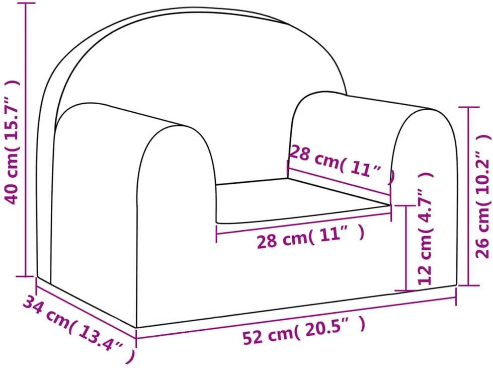 Vaikiška sofa, mėlynos spalvos, minkštas pliušas