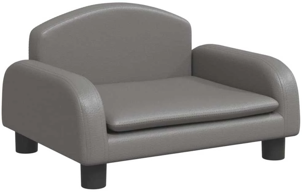 Vaikiška sofa, pilkos spalvos, 50x40x30 cm, dirbtinė oda