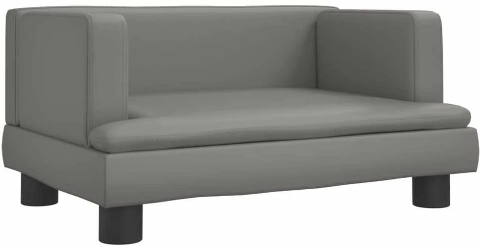 Vaikiška sofa, pilkos spalvos, 60x40x30cm, dirbtinė oda