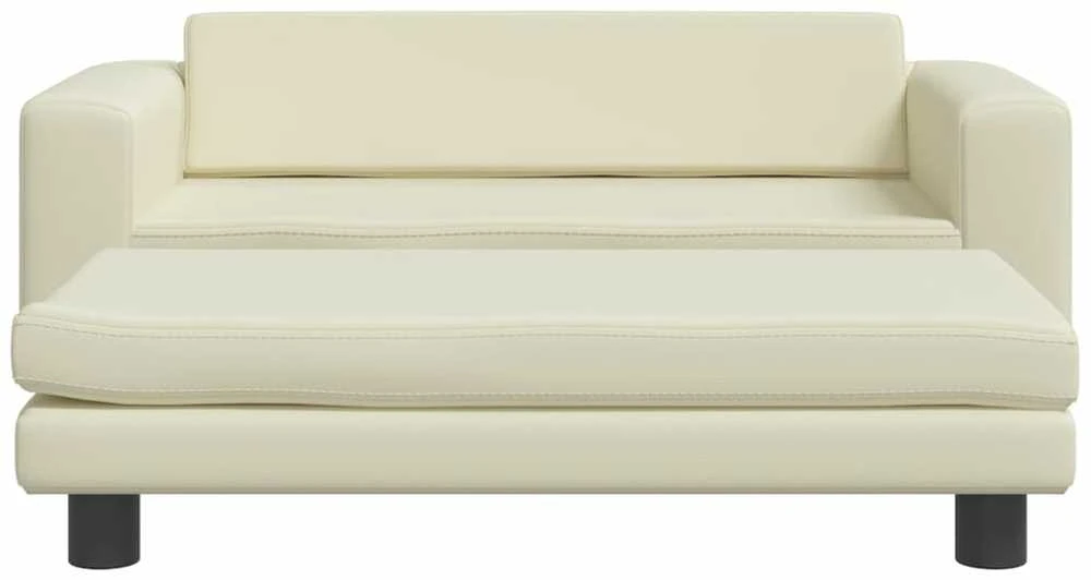 Vaikiška sofa su pakoja, kreminė, 100x50x30cm, dirbtinė oda