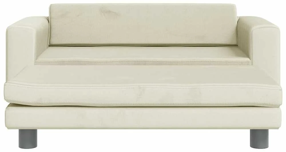 Vaikiška sofa su pakoja, kreminė, 100x50x30cm, aksomas