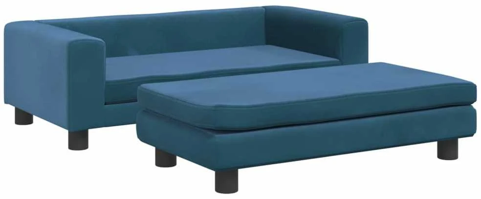 Vaikiška sofa su pakoja, mėlyna, 100x50x30cm, aksomas