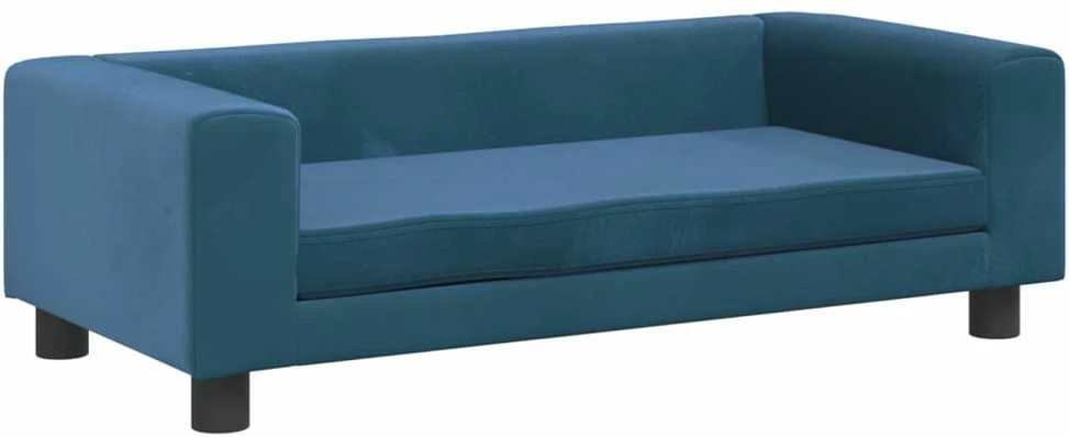 Vaikiška sofa su pakoja, mėlyna, 100x50x30cm, aksomas