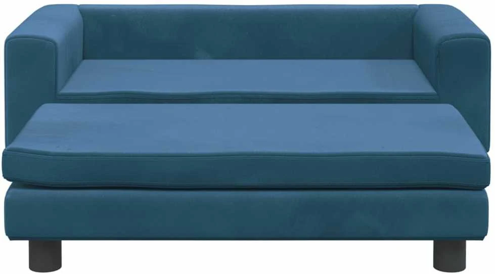 Vaikiška sofa su pakoja, mėlyna, 100x50x30cm, aksomas