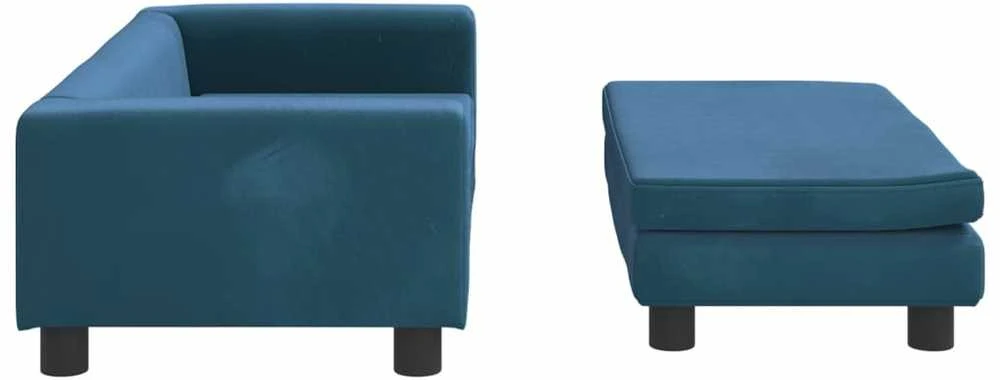 Vaikiška sofa su pakoja, mėlyna, 100x50x30cm, aksomas