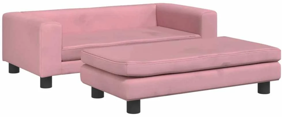 Vaikiška sofa su pakoja, rožinė, 100x50x30cm, aksomas