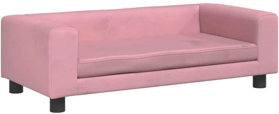 Vaikiška sofa su pakoja, rožinė, 100x50x30cm, aksomas