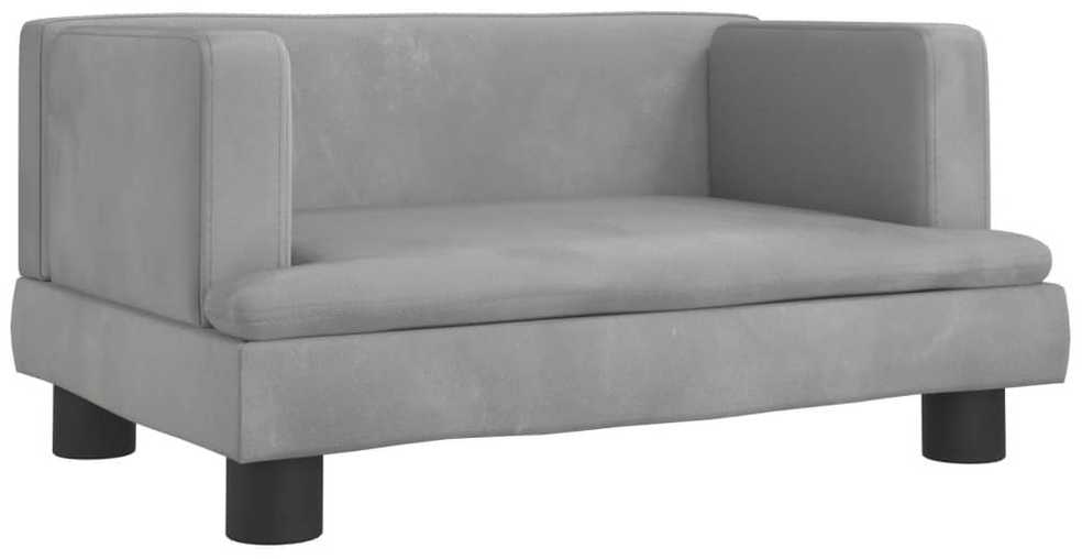 Vaikiška sofa, šviesiai pilkos spalvos, 60x40x30cm, aksomas