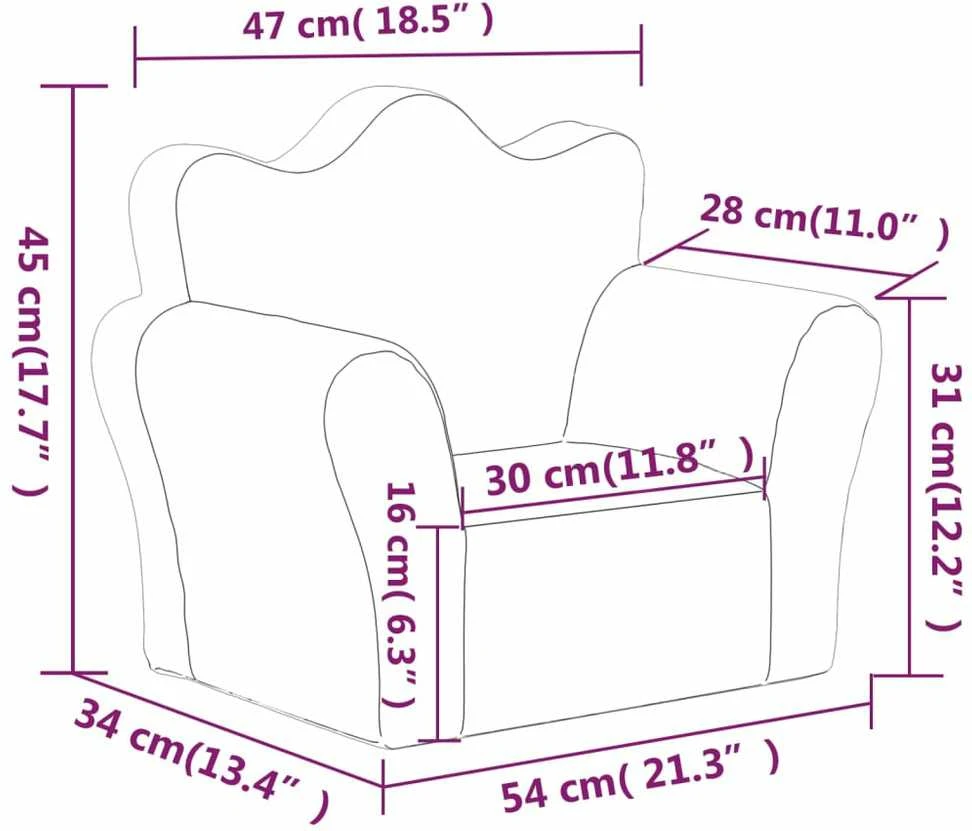 Vaikiška sofa, šviesiai pilkos spalvos, minkštas pliušas