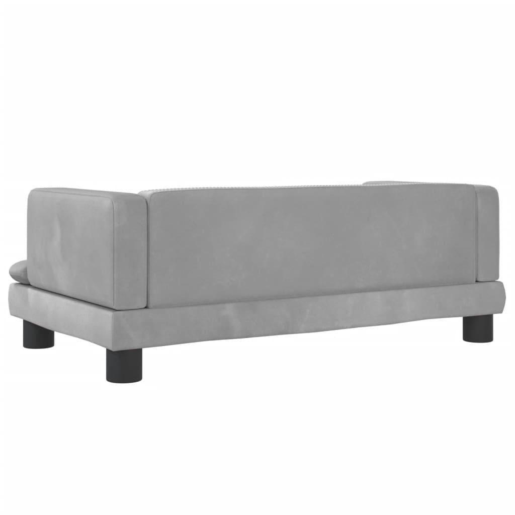Vaikiška sofa, šviesiai pilkos spalvos, 80x45x30cm, aksomas