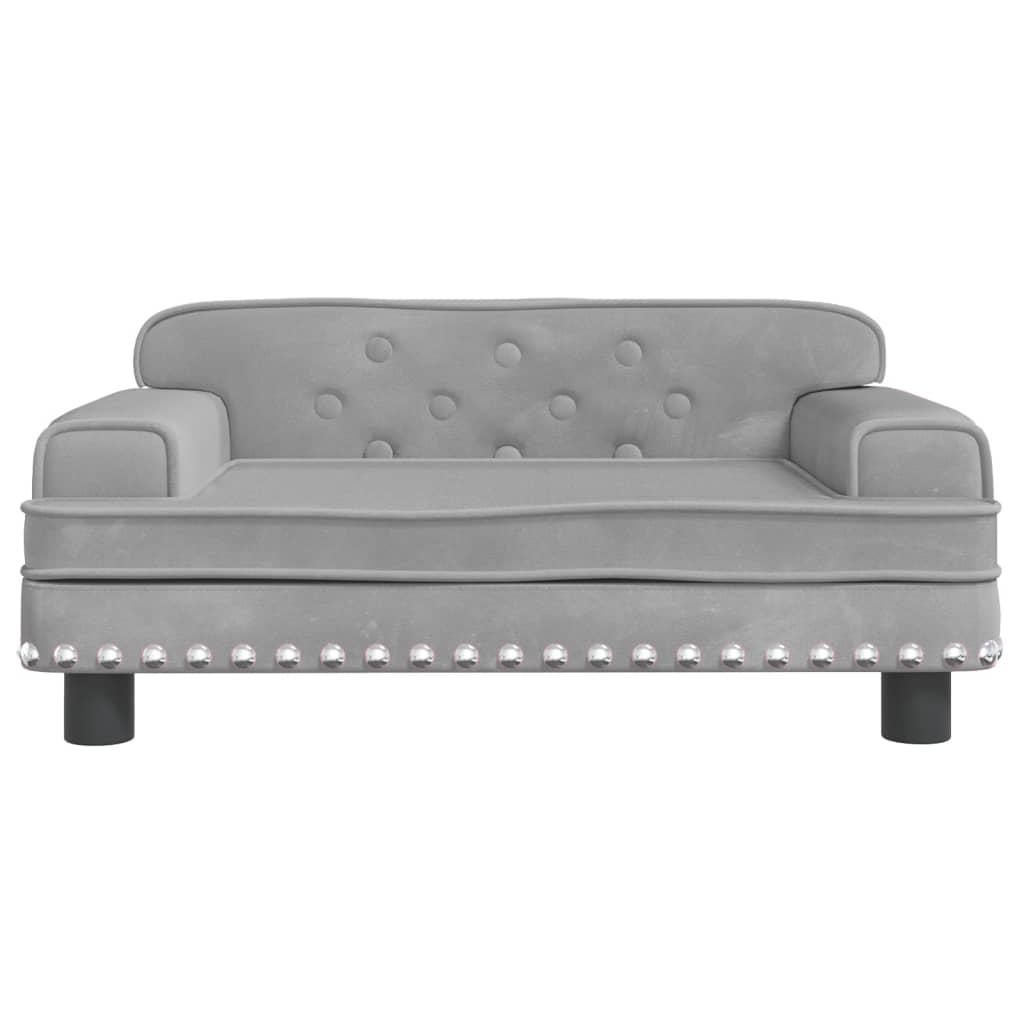 Vaikiška sofa, šviesiai pilkos spalvos, 70x45x30cm, aksomas