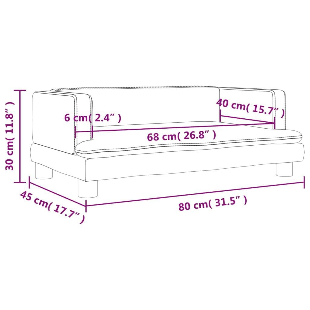 Vaikiška sofa, šviesiai pilkos spalvos, 80x45x30cm, aksomas
