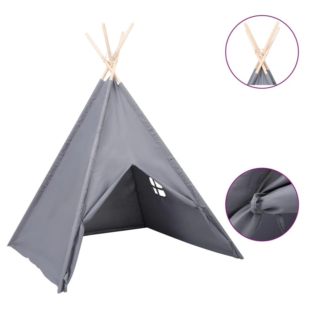 Vaikiška tipi palapinė, pilka, 120x120x150cm, persiko oda