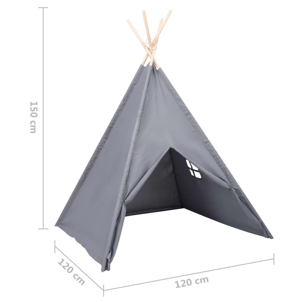 Vaikiška tipi palapinė, pilka, 120x120x150cm, persiko oda