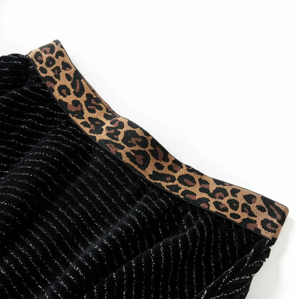 Vaikiškas sijonas su leopardu rašto juosmeniu, juodas, 128 dydžio