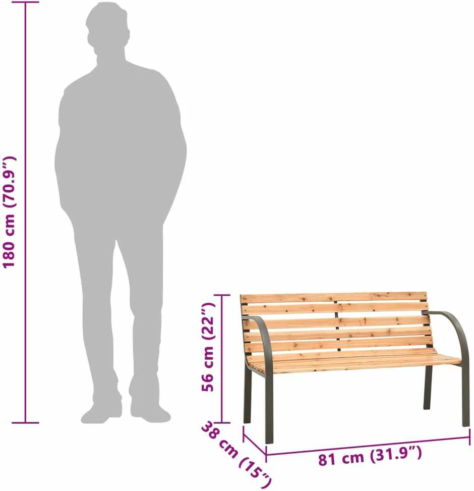 Vaikiškas sodo suoliukas, 81cm, kiniškos eglės mediena