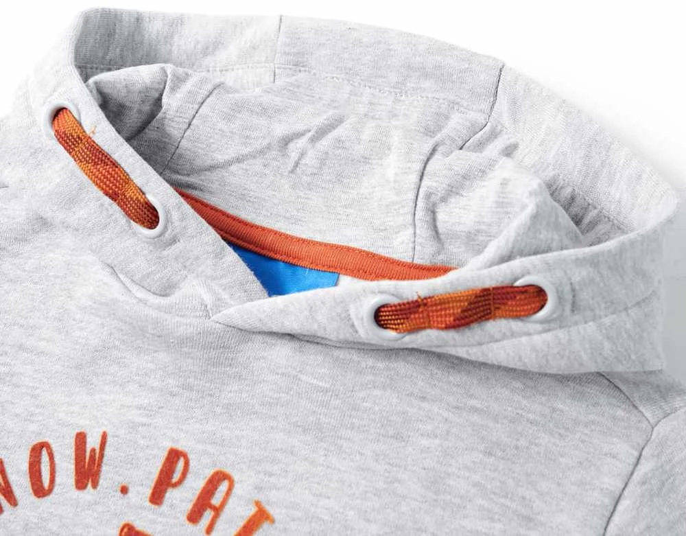 Vaikiškas sportinis megztinis su gobtuvu, pilkas/oranžinis, 104 dydžio