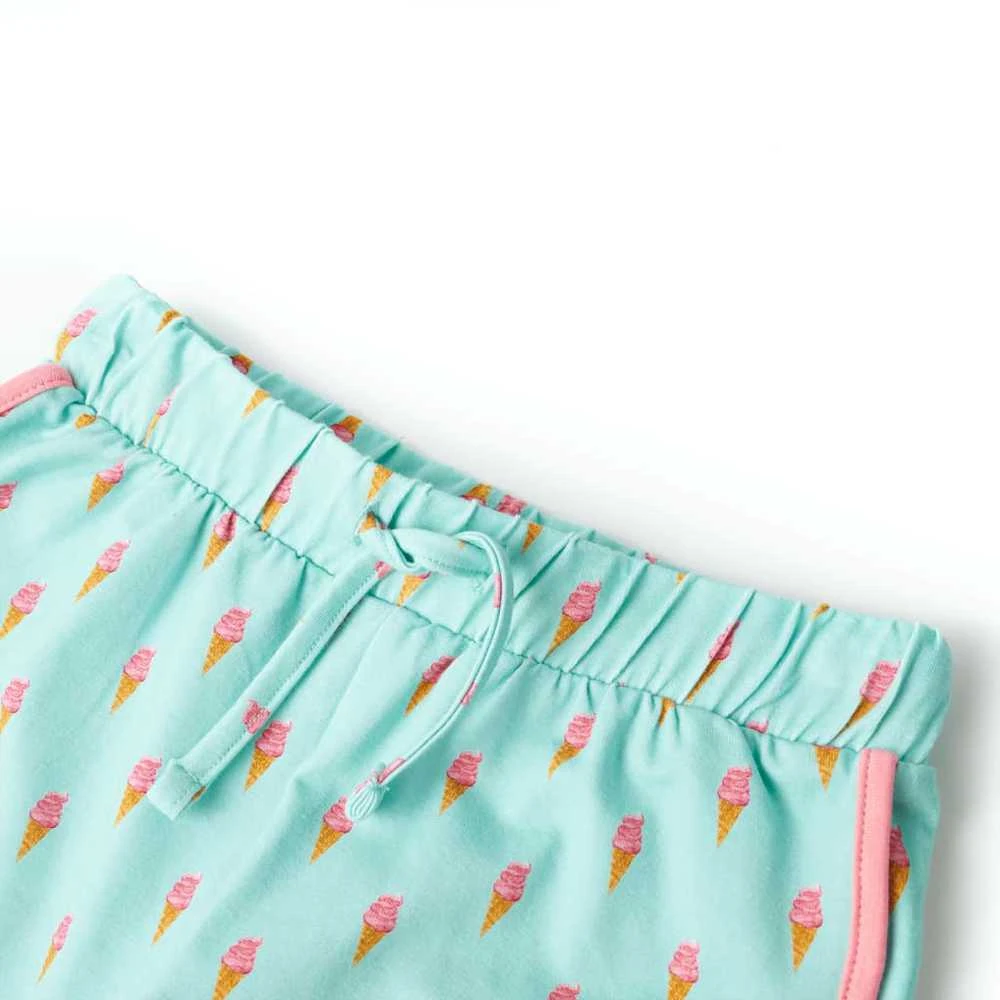 Vaikiški šortai su sutraukiama juostele, šviesūs mėtiniai, 140 dydžio