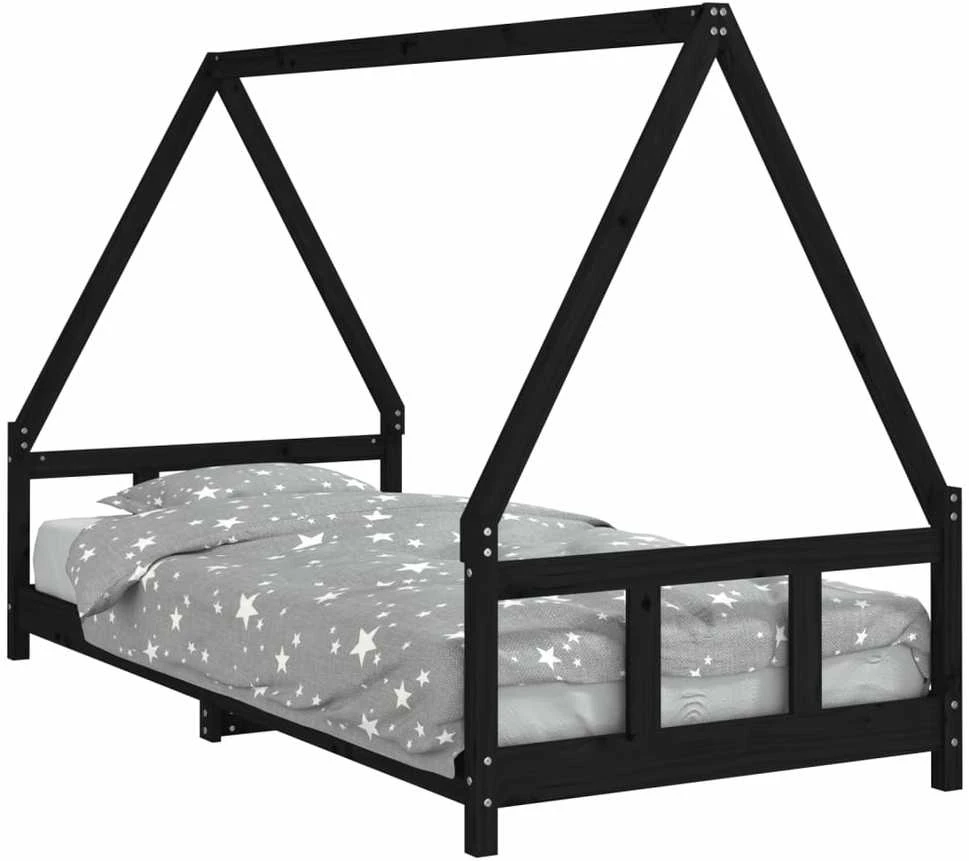Vaikiškos lovos rėmas, juodas, 90x200cm, pušies masyvas