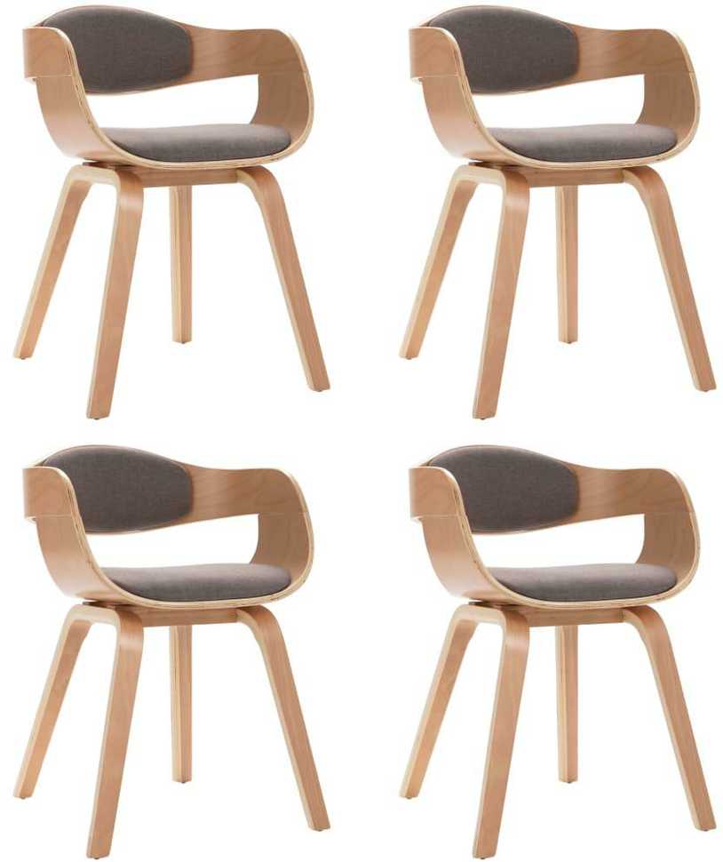 Valgomojo kėdės, 4vnt., taupe, išlenkta mediena ir audinys