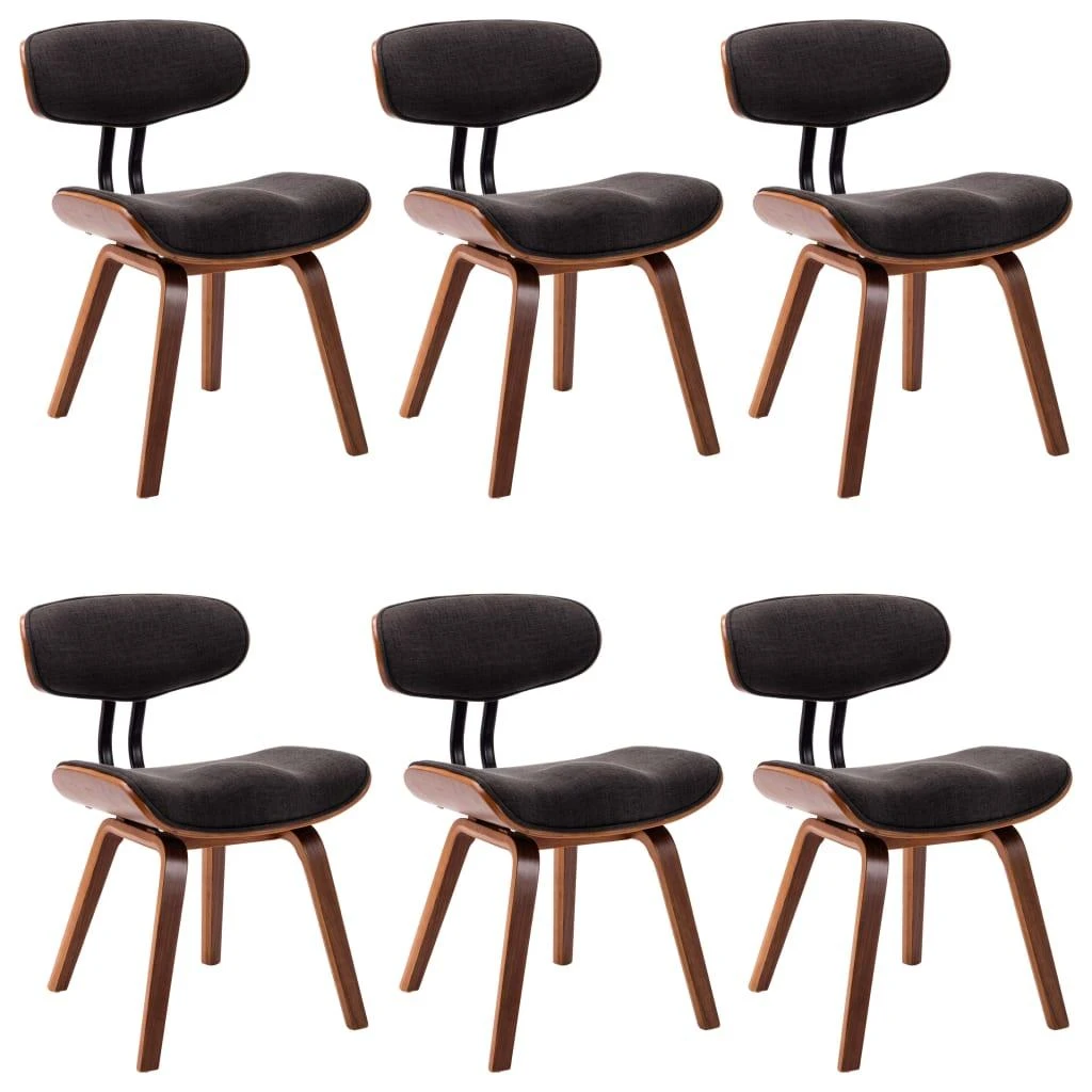 Valgomojo kėdės, 6vnt., pilkos sp., išlenkta mediena ir audinys